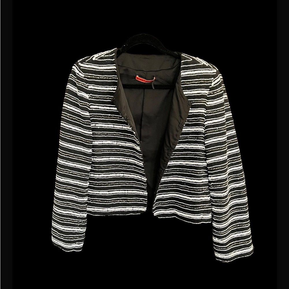 Alice + Olivia Symantec Beaded Jacket Bolero L Black